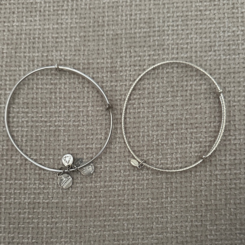 Silver Alex and Ani spacer bracelets